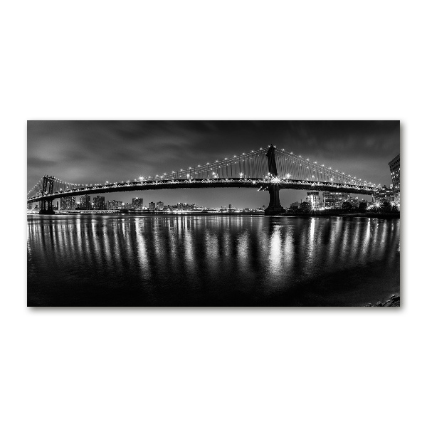 Glasbild Manhattan bei Nacht