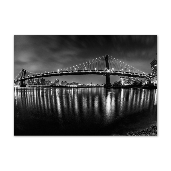 Glasbild Manhattan bei Nacht