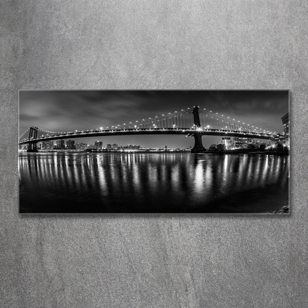 Glasbild Manhattan bei Nacht