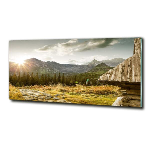 Foto glasbild Haus in den Bergen