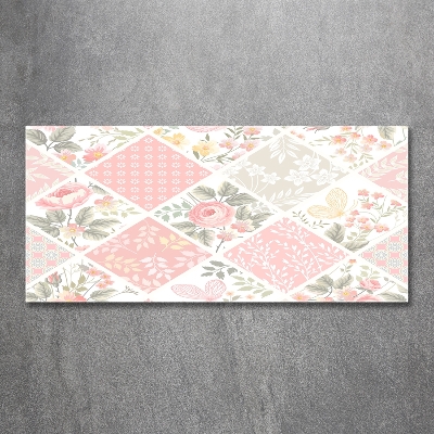 Foto glasbild Rosen- und Schmetterlingsmuster