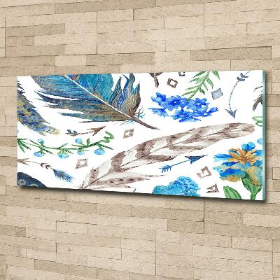 Bild auf glas Federn und Blumen