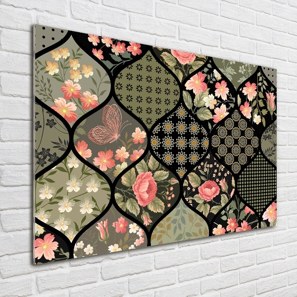 Glasbild Blumenmuster