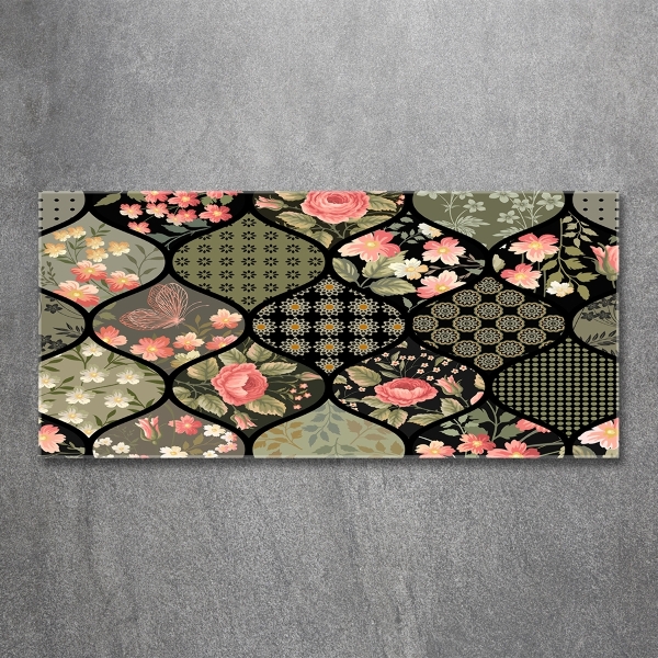 Glasbild Blumenmuster