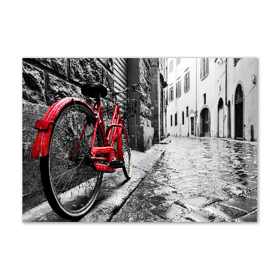 Glasbild Rotes Fahrrad