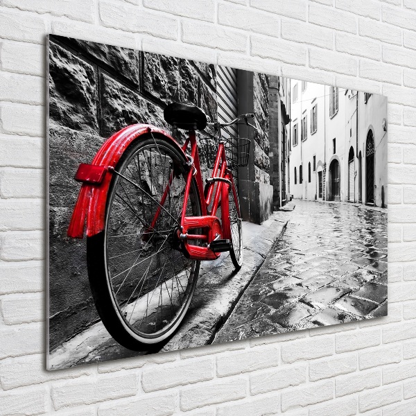 Glasbild Rotes Fahrrad