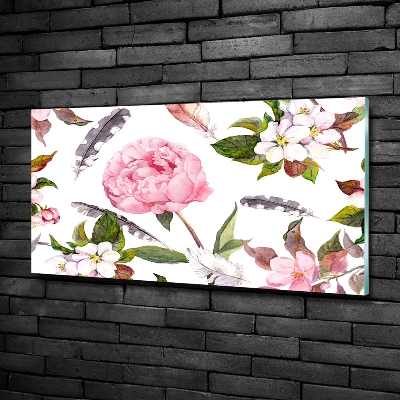 Glasbild Blumenmuster