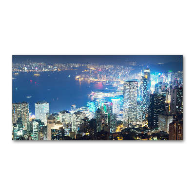 Foto glasbild Hongkong bei Nacht