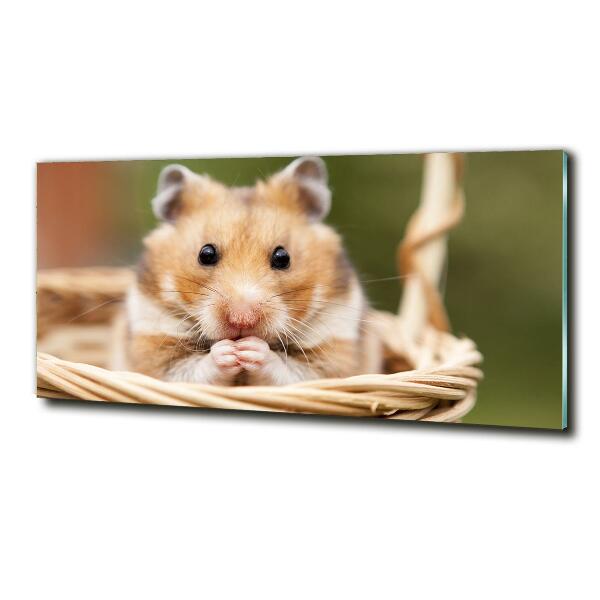 Glasbild Hamster im Korb