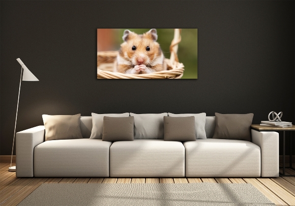Glasbild Hamster im Korb