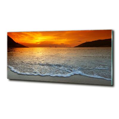 Glasbild Sonnenuntergang am Meer