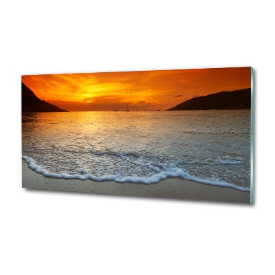 Glasbild Sonnenuntergang am Meer