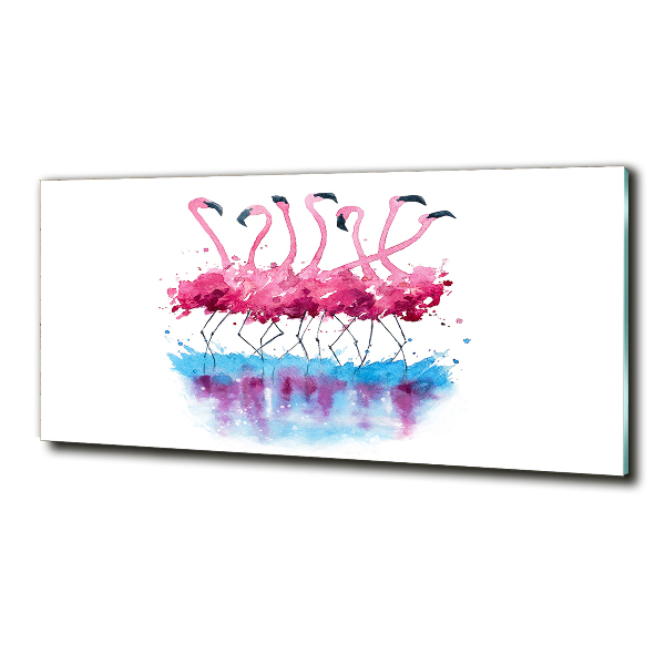Glasbild Flamingos