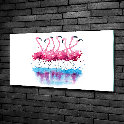 Glasbild Flamingos