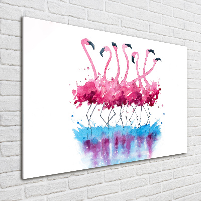 Glasbild Flamingos
