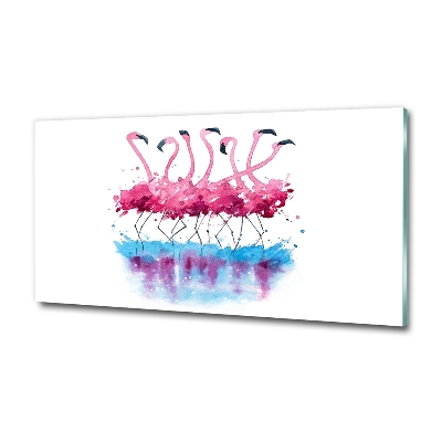 Glasbild Flamingos