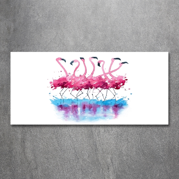 Glasbild Flamingos