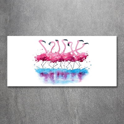 Glasbild Flamingos