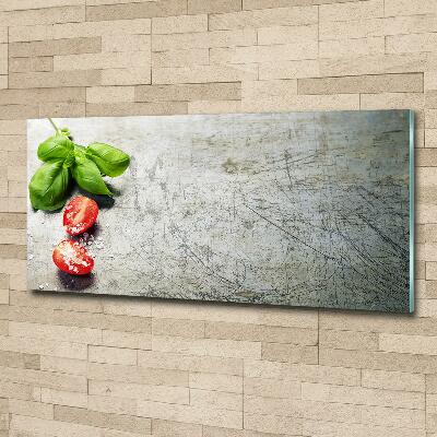 Foto glasbild Tomaten und Basilikum