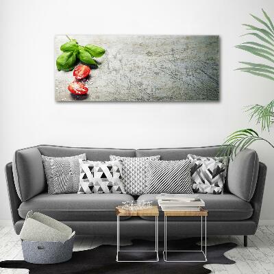 Foto glasbild Tomaten und Basilikum