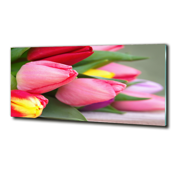Bild auf glas Bunte Tulpen