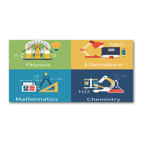 Foto glasbild Schulfächer