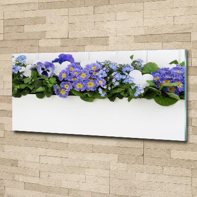 Foto glasbild Blaue Blumen