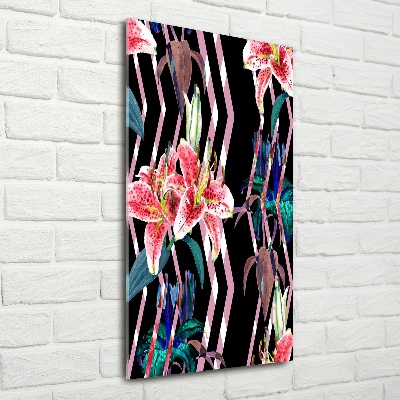 Foto auf glas vertikales Lilien im Hintergrund