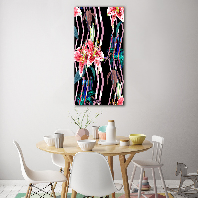 Foto auf glas vertikales Lilien im Hintergrund