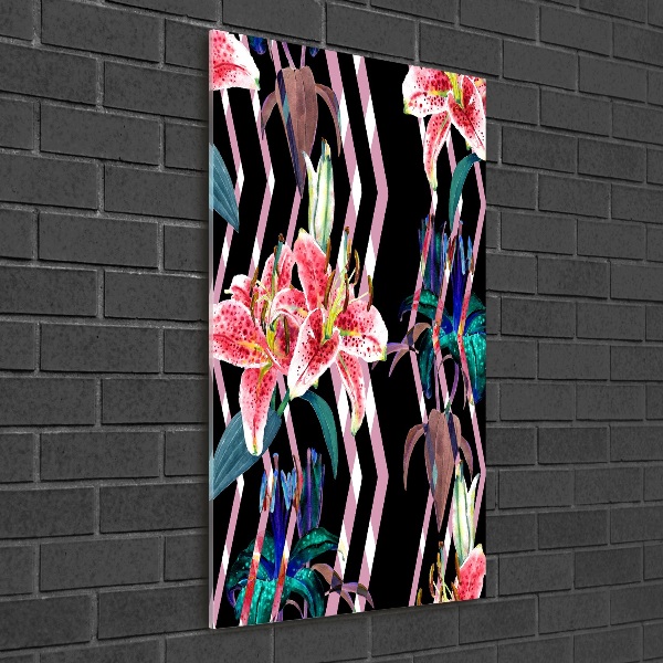 Foto auf glas vertikales Lilien im Hintergrund