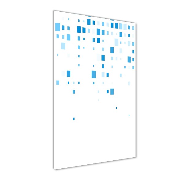 Glasbild vertikales Blaue Quadrate