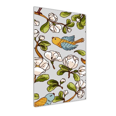 Bild aus glas vertikales Vögel und Blumen