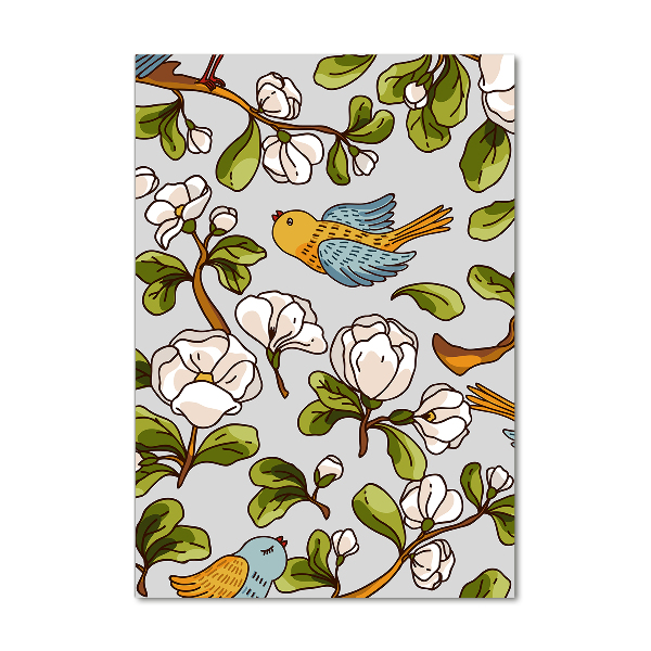 Bild aus glas vertikales Vögel und Blumen