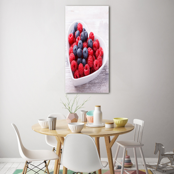 Bild aus glas vertikales Himbeeren und Blaubeeren