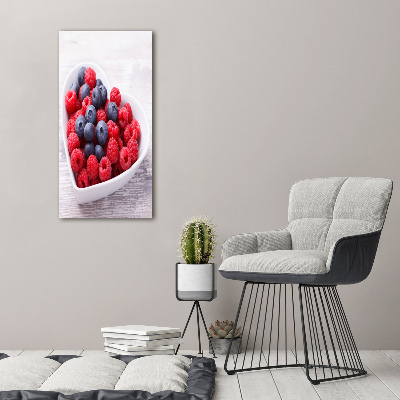 Bild aus glas vertikales Himbeeren und Blaubeeren