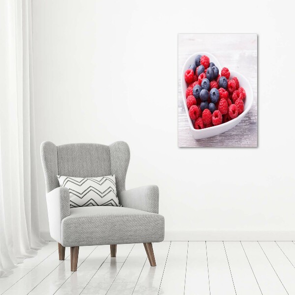 Bild aus glas vertikales Himbeeren und Blaubeeren