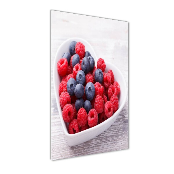 Bild aus glas vertikales Himbeeren und Blaubeeren