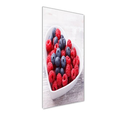 Bild aus glas vertikales Himbeeren und Blaubeeren