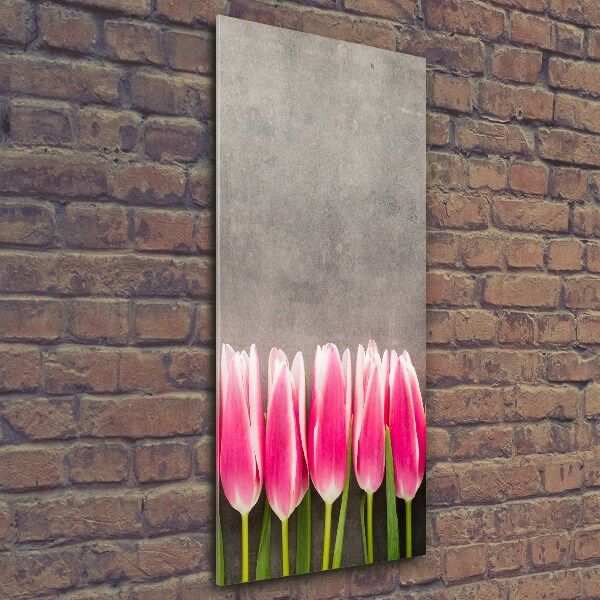 Foto auf glas vertikales Rosa Tulpen