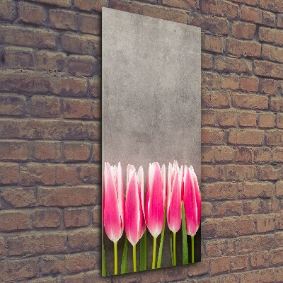 Foto auf glas vertikales Rosa Tulpen