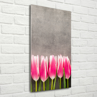 Foto auf glas vertikales Rosa Tulpen