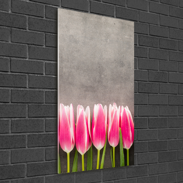 Foto auf glas vertikales Rosa Tulpen