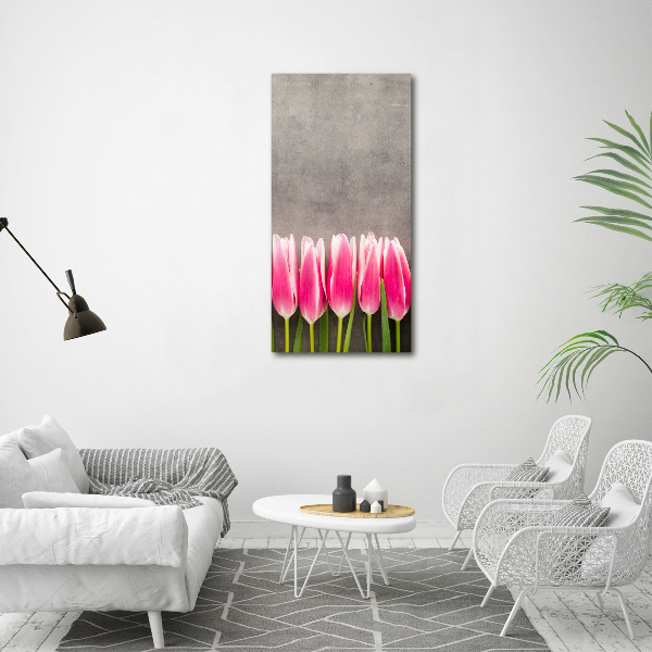 Foto auf glas vertikales Rosa Tulpen