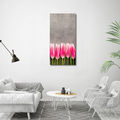 Foto auf glas vertikales Rosa Tulpen