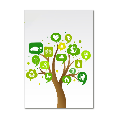 Glasbild vertikales Ökologischer Baum