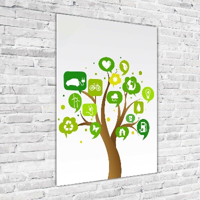 Glasbild vertikales Ökologischer Baum