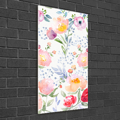 Glasbild vertikales Mohnblumen