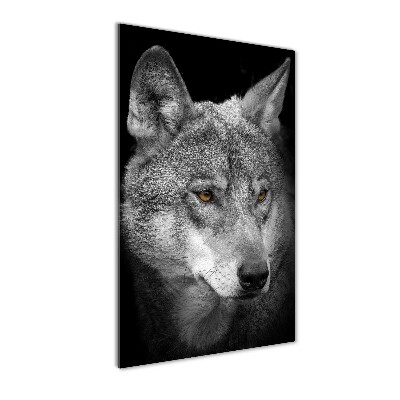 Foto auf glas vertikales Porträt eines Wolfes