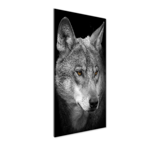 Foto auf glas vertikales Porträt eines Wolfes