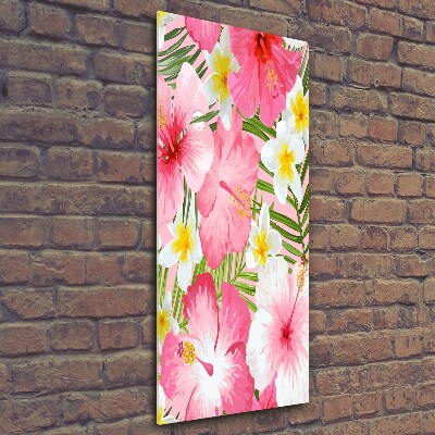 Glasbild vertikales Tropische Blumen